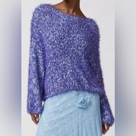 Urban Outfitters UO Jamie Fuzzy Purple Pullover Sweater Size L - Picture 1 of 14